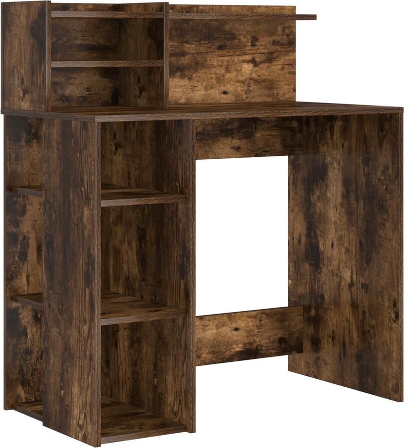 VidaXL Bureau met Opslag Gerookt eiken 90 x 48 x 101.5 cm Bewerkt hout