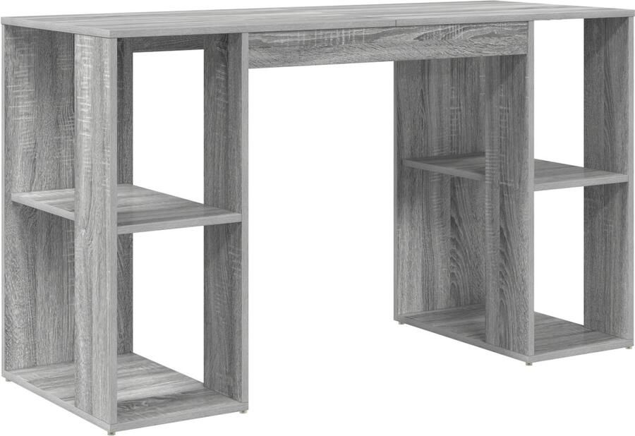 VidaXL Bureau met opbergruimte Grijs Sonoma 130x50.5x75 cm Geengineerd hout