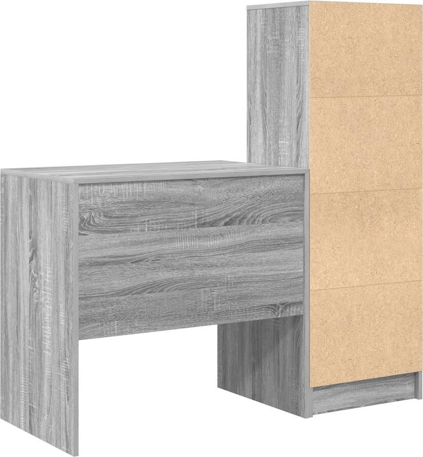 VidaXL Bureau met Opslag Grijs Sonoma Bewerkt Hout Bureau Grijs Sonoma 80x50x76 cm Bewerkt hout - Foto 2