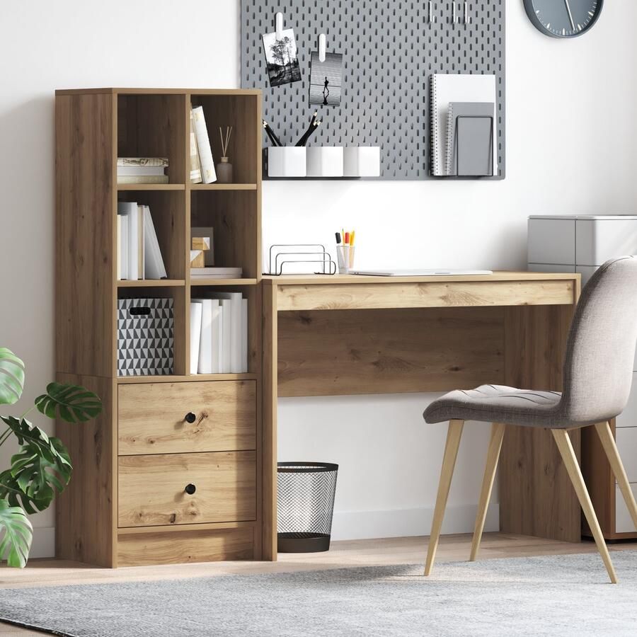 VidaXL Bureau met opslag met lade 2 pcs artisanaal eikenkleurig