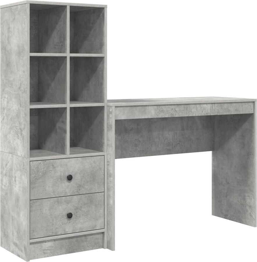 VidaXL Bureau met opslag met lade 2 pcs Beton Grijs 100 x 40 x 76 cm