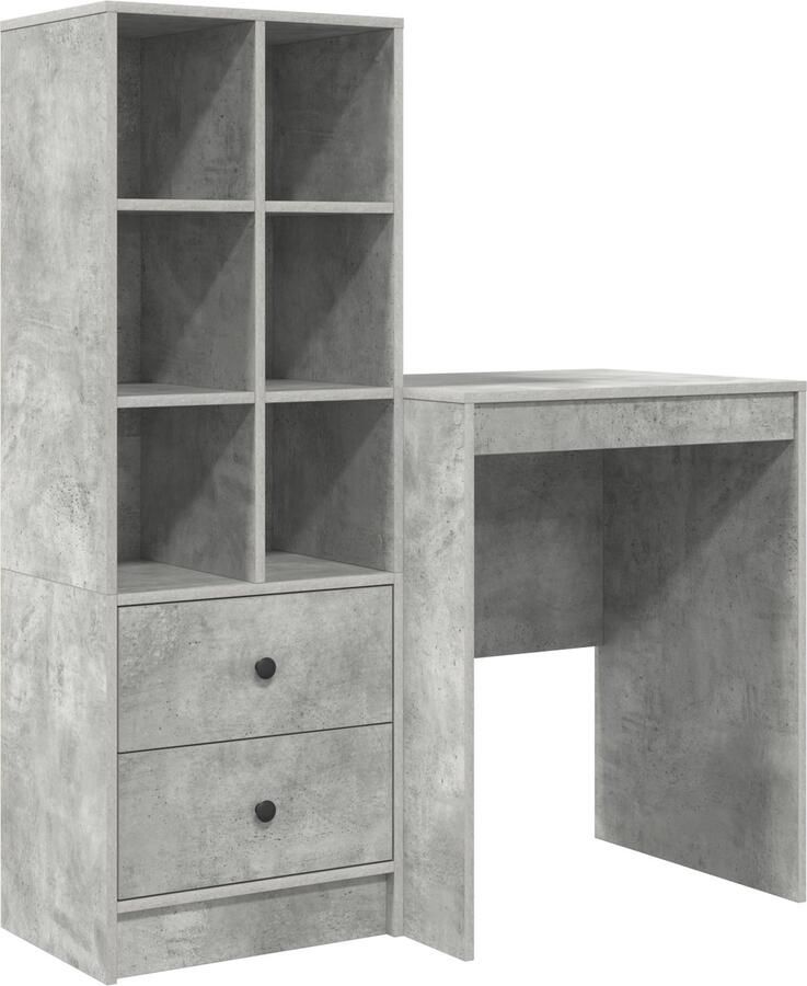 VidaXL Bureau met opslag met lade 2 pcs Beton Grijs 60 x 50 x 76 cm