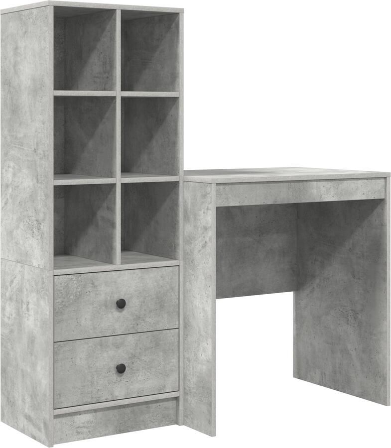 VidaXL Bureau met opslag met lade 2 pcs Beton Grijs 70 x 50 x 76 cm