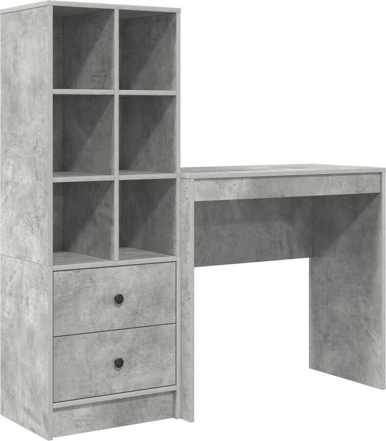 VidaXL Bureau met opslag met lade 2 pcs Beton Grijs 80 x 40 x 76 cm