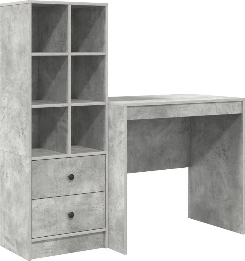 VidaXL Bureau met opslag met lade 2 pcs Beton Grijs 80 x 50 x 76 cm