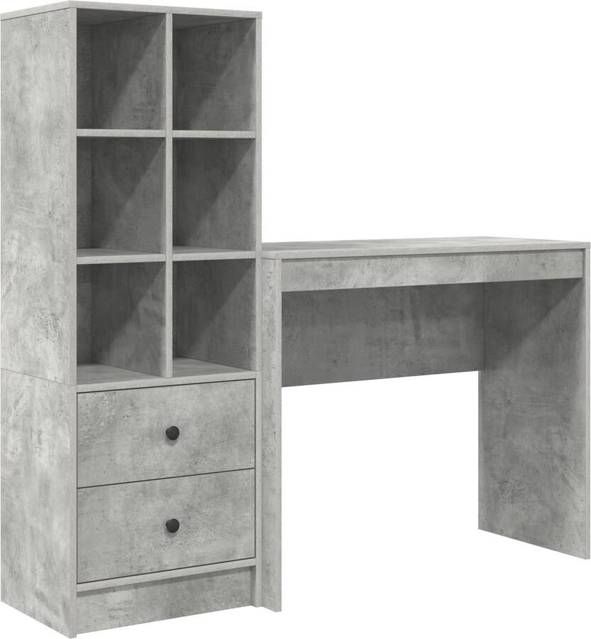 VidaXL Bureau met opslag met lade 2 pcs Beton Grijs 90 x 40 x 76 cm