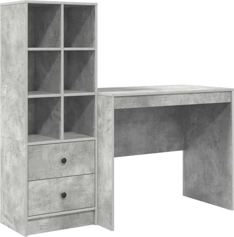 VidaXL Bureau met opslag met lade 2 pcs Beton Grijs 90 x 50 x 76 cm