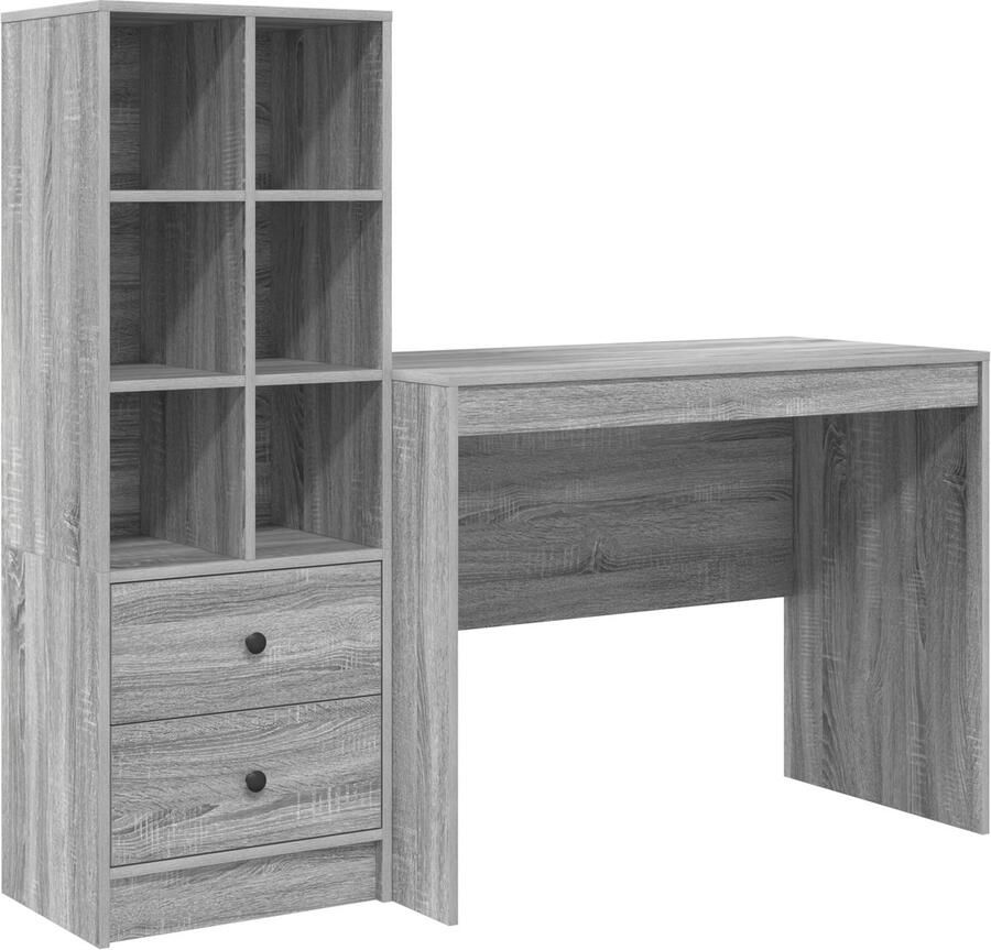 VidaXL Bureau met opslag met lade 2 pcs Grijs sonoma 100 x 50 x 76 cm