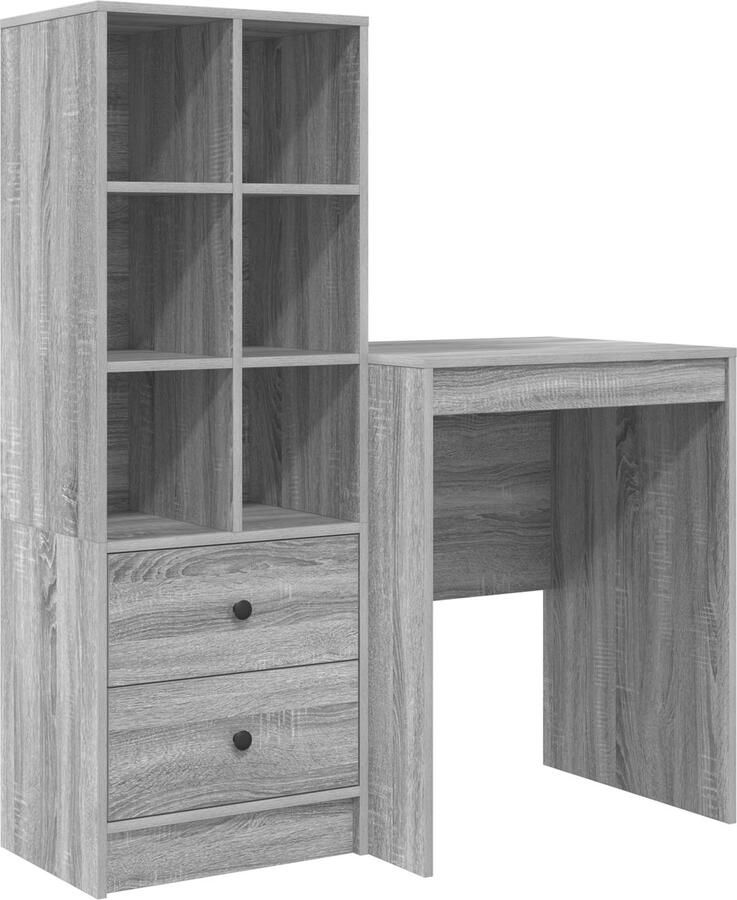 VidaXL Bureau met opslag met lade 2 pcs Grijs sonoma 60 x 50 x 76 cm