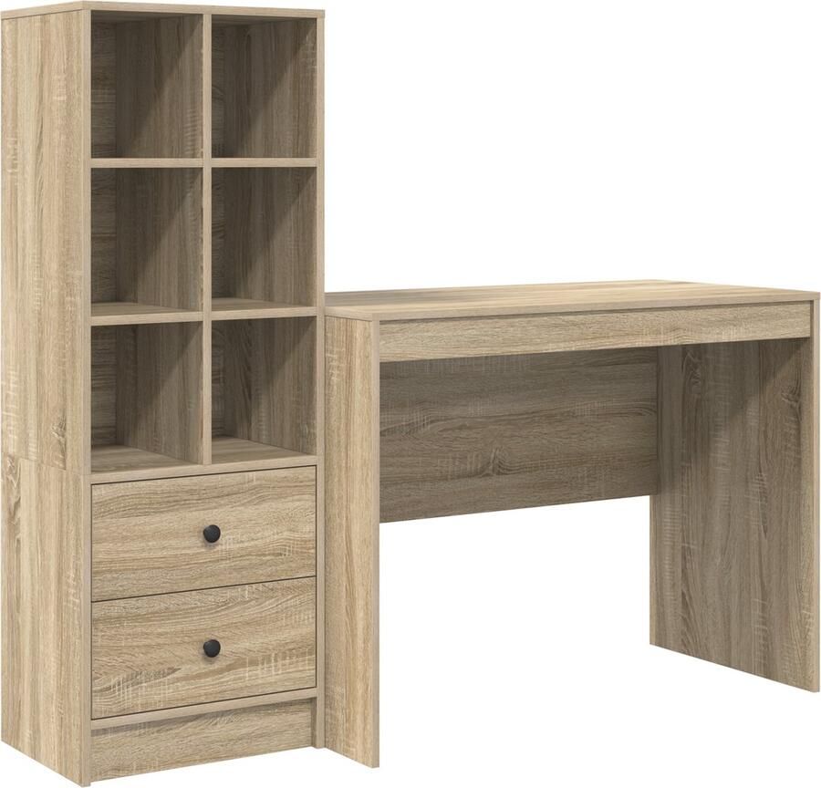 VidaXL Bureau met opslag met lade 2 pcs Sonoma Eik 100 x 50 x 76 cm