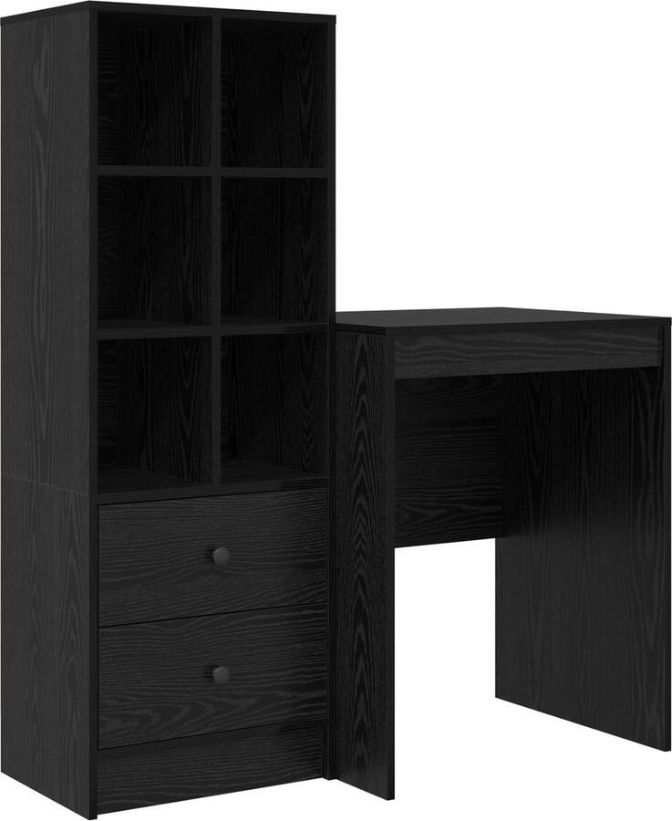 VidaXL Bureau met opslag met lade 2 pcs Zwart eiken 60 x 50 x 76 cm