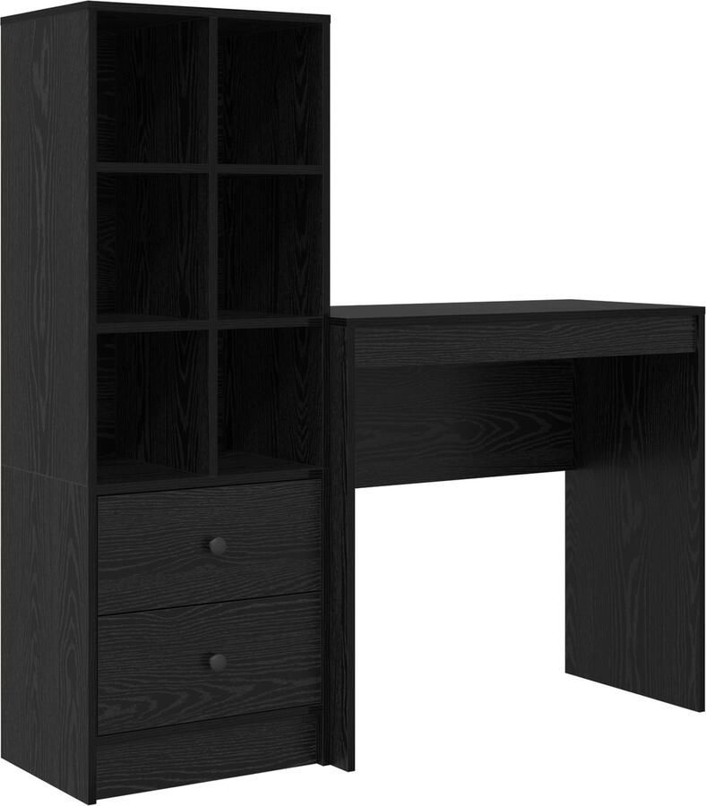 VidaXL Bureau met opslag met lade 2 pcs Zwart eiken 80 x 40 x 76 cm
