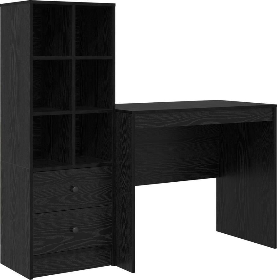 VidaXL Bureau met opslag met lade 2 pcs Zwart eiken 90 x 50 x 76 cm