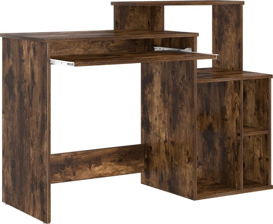 VidaXL Bureau met Opbergruimte Rook Eik 120 5x44x88 5 cm Gemaakt uit Hout