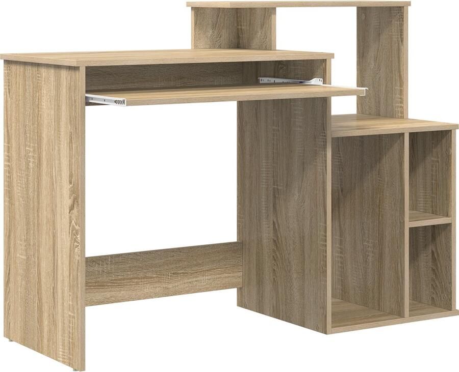 VidaXL Bureau met Opslag in Sonoma Eik 120 5x44x88 5 cm Gerecycled Hout