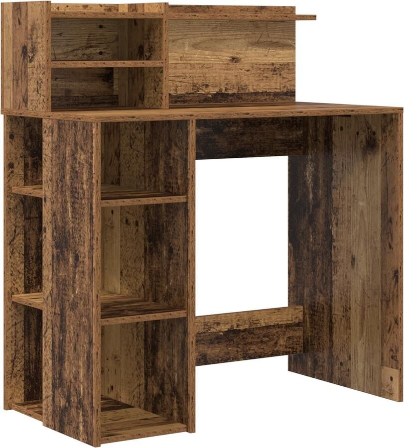 VidaXL Bureau met Opbergruimte in Oud Hout 90x48x101 5 cm Geengineerd hout