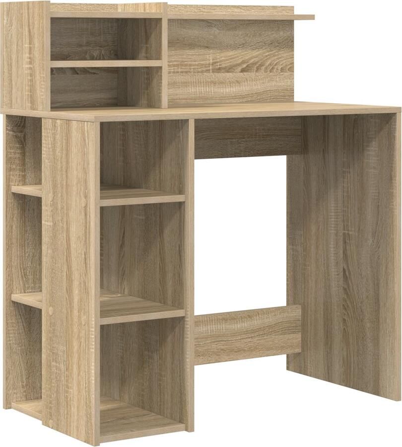 VidaXL Bureau met Opslag Sonoma eiken 90 x 48 x 101.5 cm Bewerkt hout