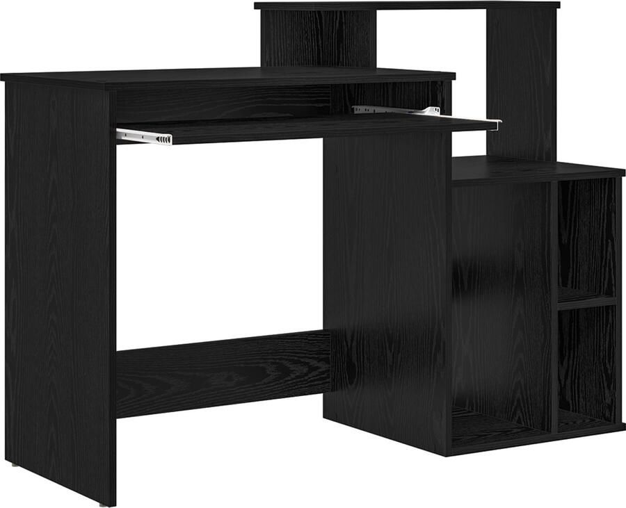 VidaXL Bureau met Opbergvak Zwart Eiken 120 5x44x88 5 cm Gemaakt van Geëngereerd Hout