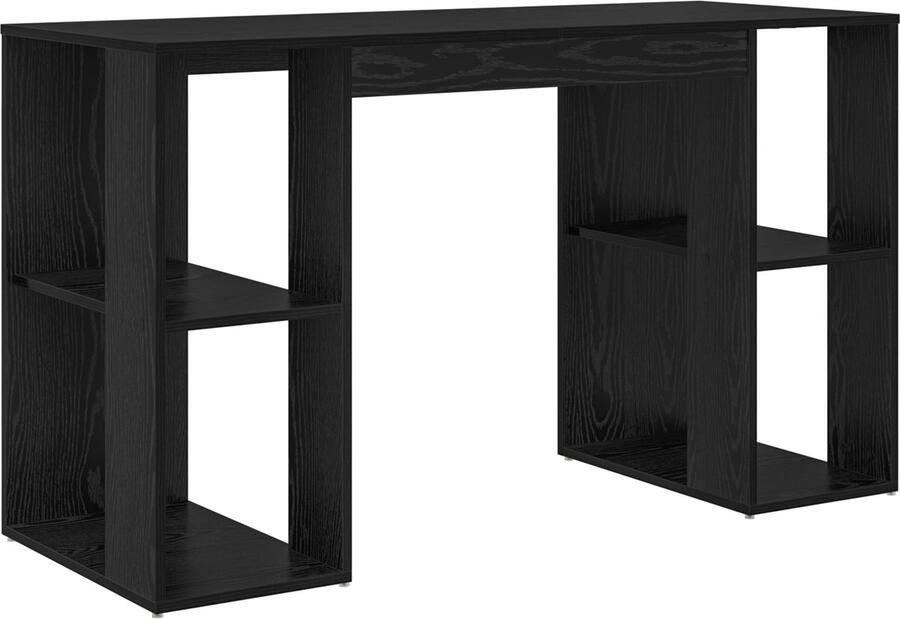 VidaXL Bureau met Opslag Zwart Eiken 130 x 50.5 x 75 cm Bewerkt hout