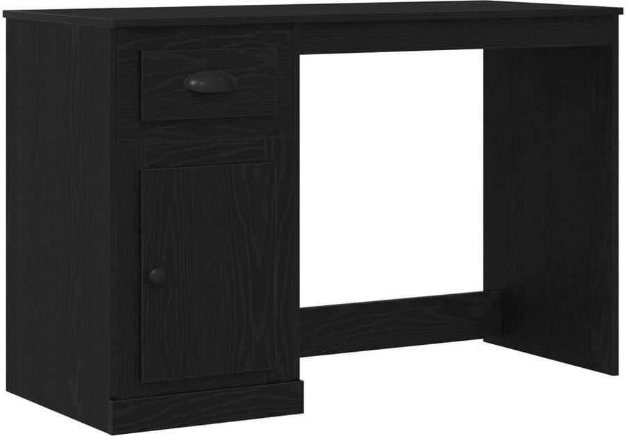 VidaXL Bureau met lade Zwart eiken 50 x 115 x 75 cm Bewerkt hout