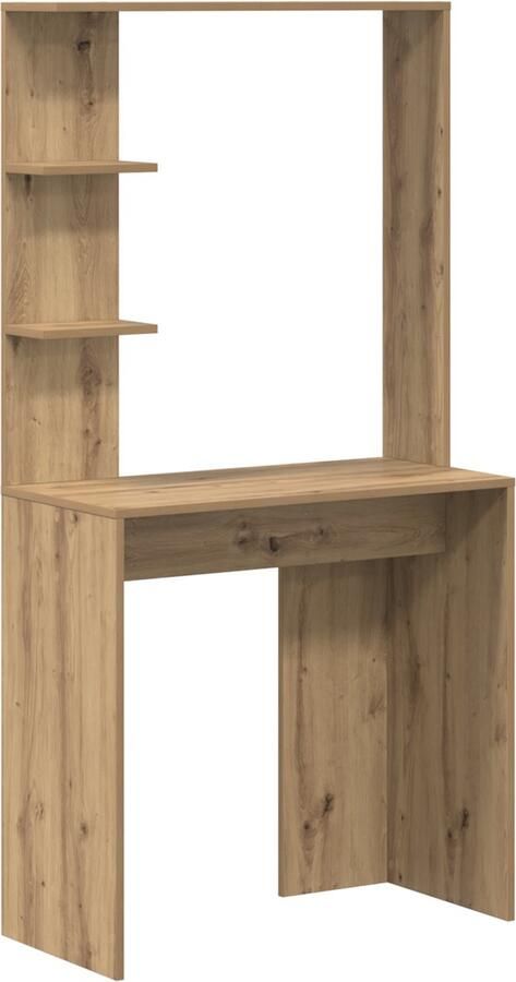 VidaXL Bureau met plank artisanaal eikenkleurig 78.5 x 37 x 154.5 cm