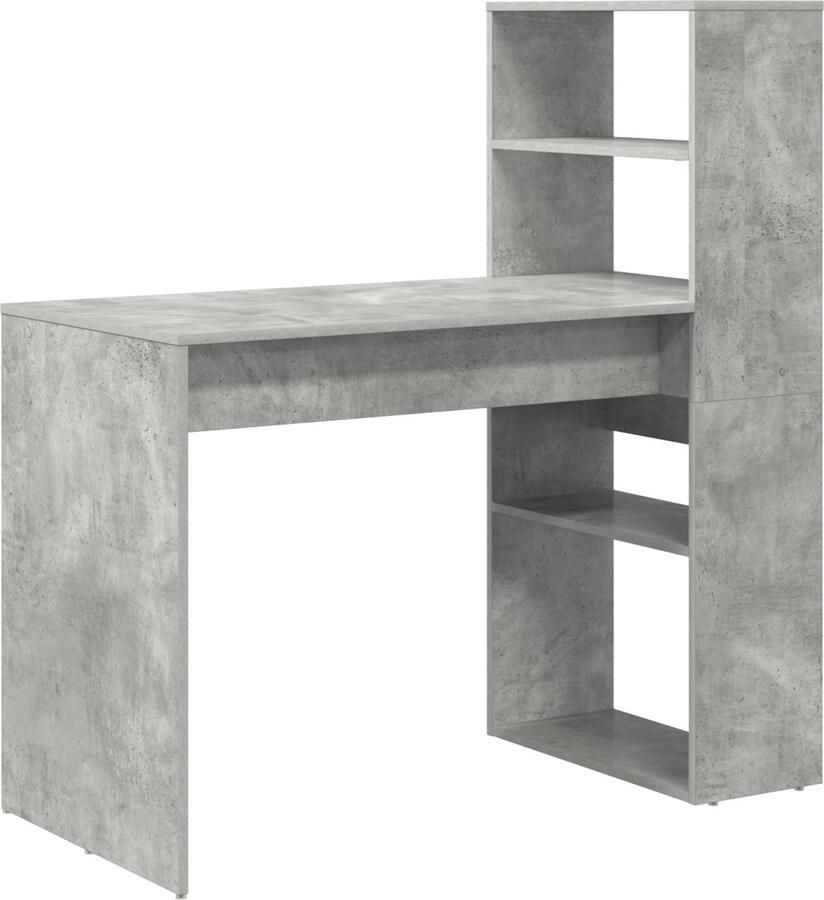 VidaXL Bureau met Opbergruimte Betonnen Grijs 113x54x120 cm Geengineerd Hout - Foto 2