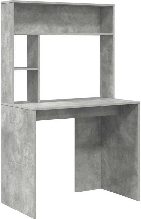 VidaXL Bureau met plank Betongrijs 91 x 50 x 149 cm Bewerkt hout