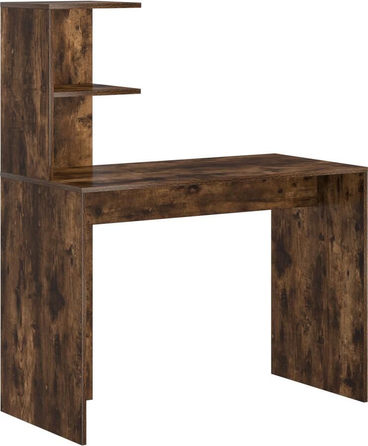 VidaXL Bureau met plank Gerookt eiken 102 x 50 x 124 cm Bewerkt hout