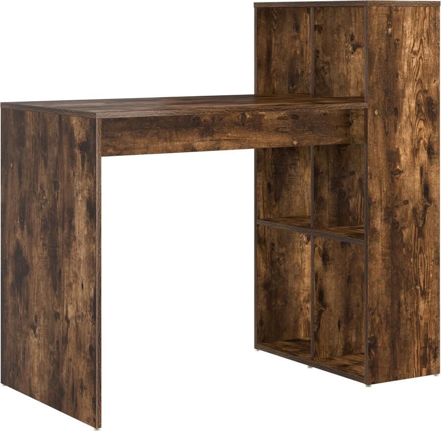 VidaXL Bureau met plank Gerookt eiken 108 x 55 x 103.5 cm Bewerkt hout