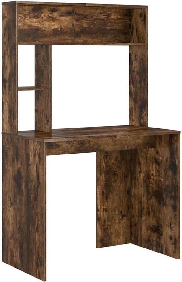 VidaXL Bureau met plank Gerookt eiken 91 x 50 x 149 cm Bewerkt hout