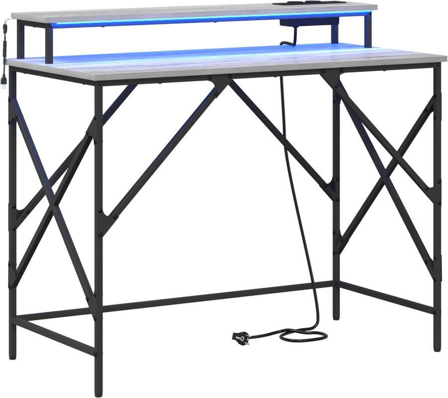 VidaXL Bureau met opslag Grijs sonoma 100 x 50 x 86.5 cm Bewerkt hout