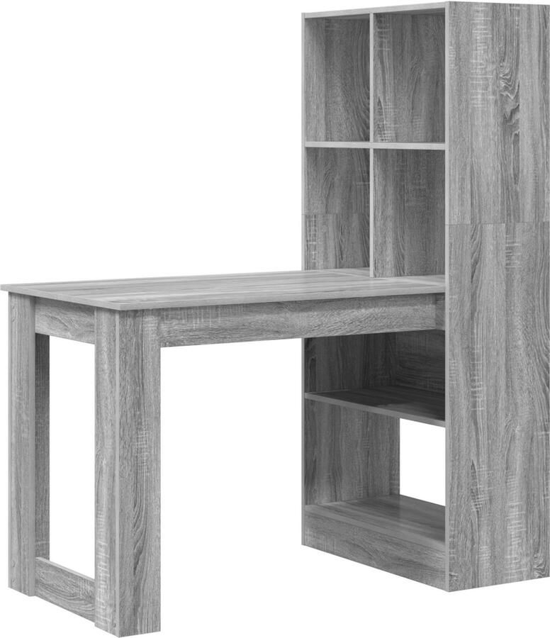 VidaXL Bureau met plank Grijs Sonoma 122 x 67 x 145 cm Bewerkt hout