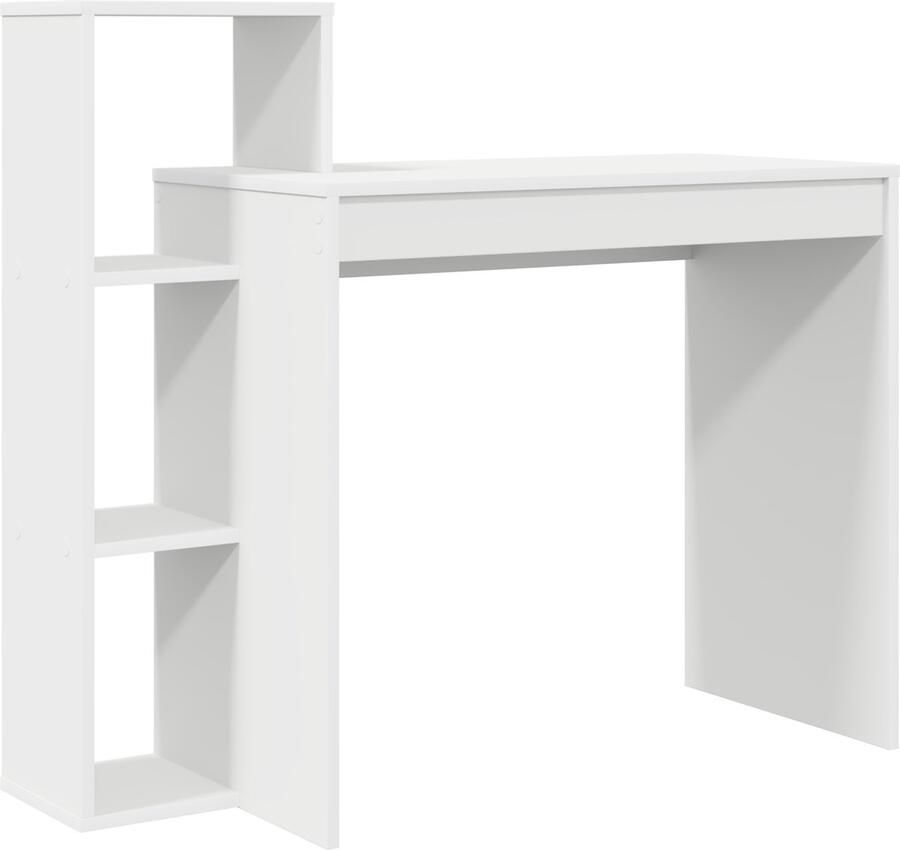 VidaXL Bureau met plank met opslag Wit 100 x 40 x 90 cm Bewerkt hout