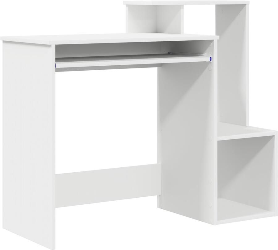 VidaXL Bureau met plank met opslag Wit 106 x 40 x 88 5 cm Bewerkt hout