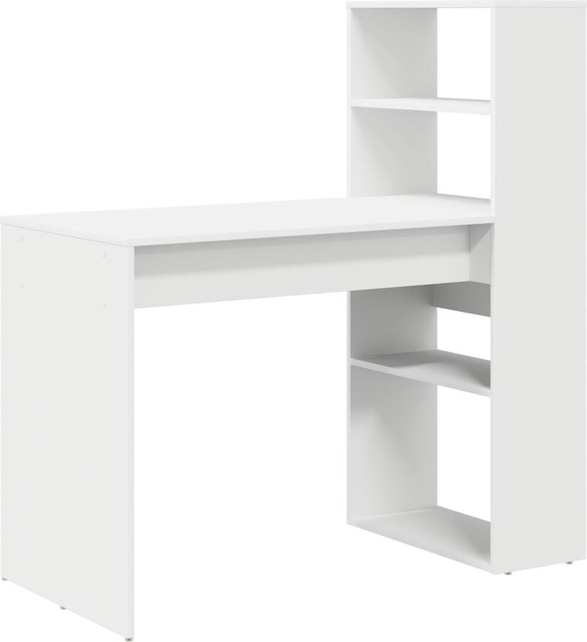 VidaXL Bureau met plank met opslag Wit 113 x 54 x 120 cm Bewerkt hout