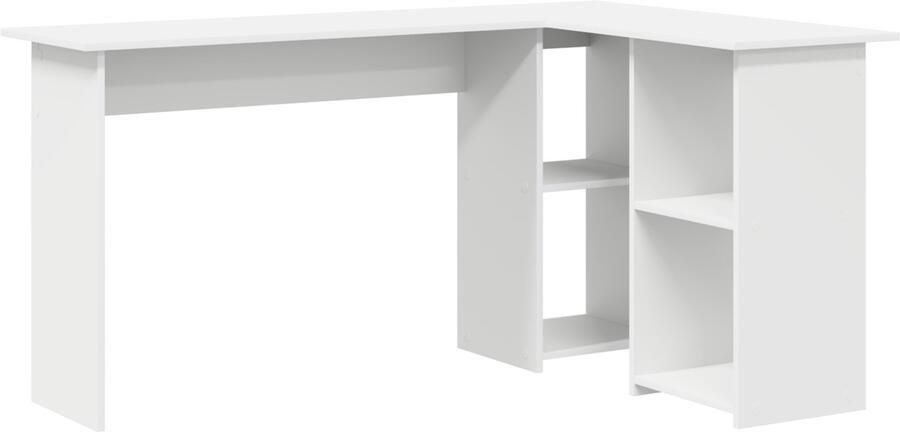 VidaXL Bureau met plank met opslag Wit 142 x 102 x 73 cm Bewerkt hout