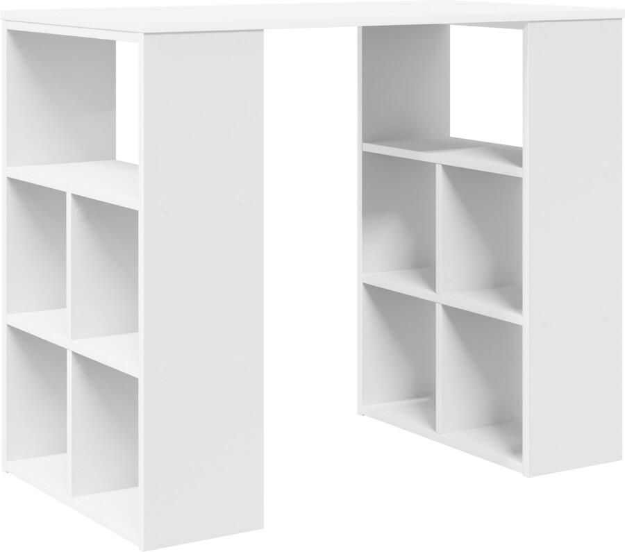 VidaXL Bureau met plank met opslag Wit 90 x 50 x 75 cm Bewerkt hout