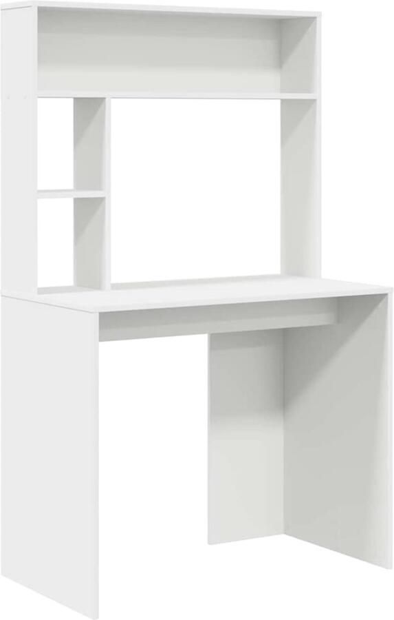 VidaXL Bureau met plank met opslag Wit 91 x 50 x 149 cm Bewerkt hout