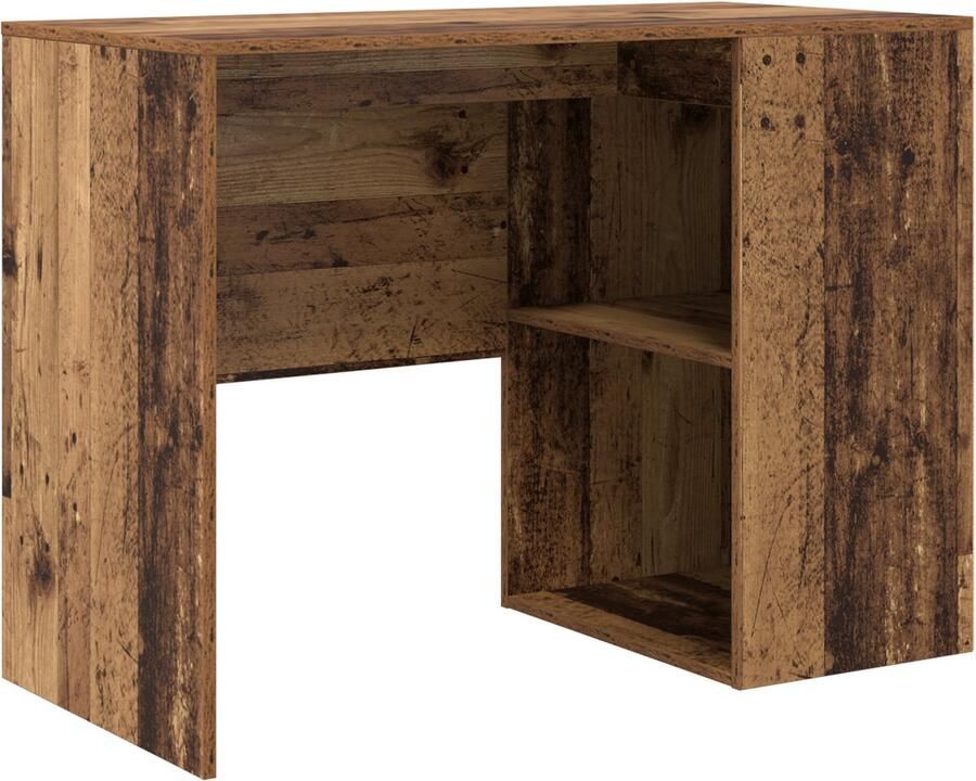 VidaXL Bureau met plank Oud hout 102 x 50 x 75 cm Bewerkt hout