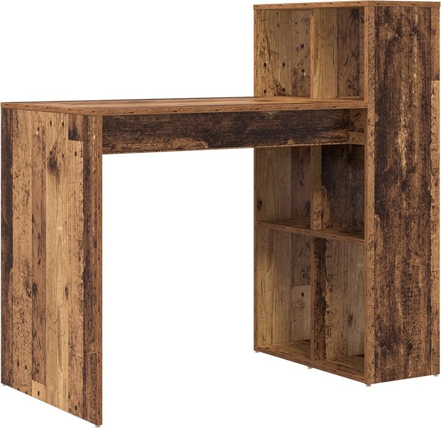 VidaXL Bureau met plank Oud hout 108 x 55 x 103.5 cm Bewerkt hout