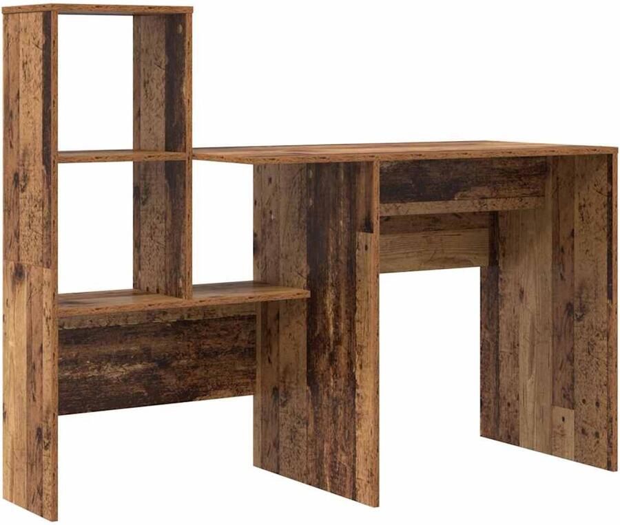 VidaXL Bureau met plank Oud hout 131 5 x 50 x 106 5 cm Bewerkt hout