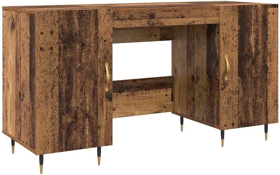 VidaXL Bureau met plank Oud hout 140 x 50 x 75 cm Bewerkt hout