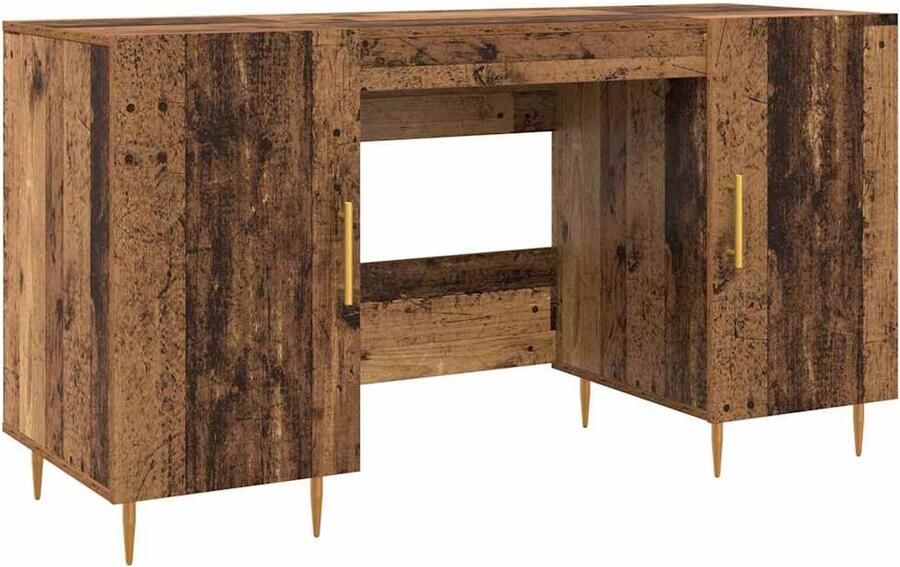 VidaXL Bureau met plank Oud hout 140 x 50 x 75 cm Bewerkt hout