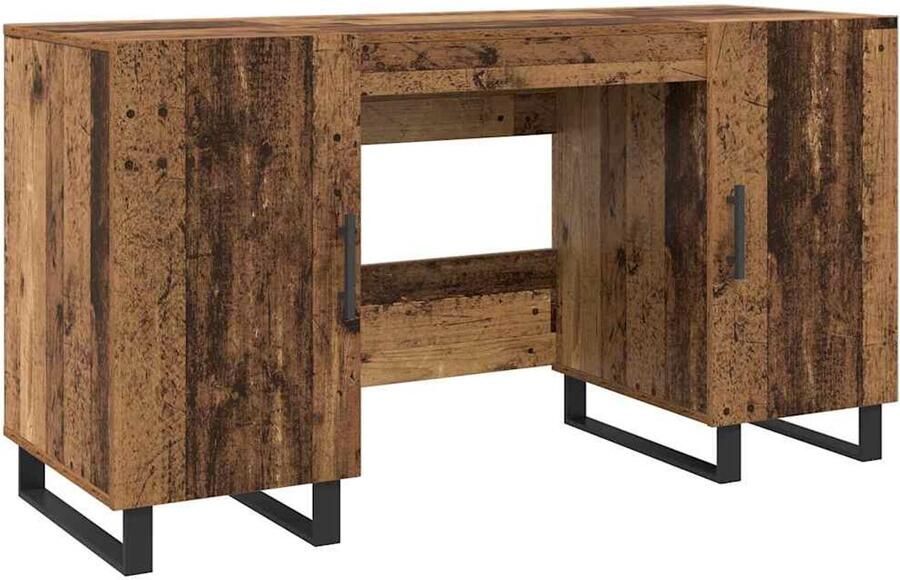 VidaXL Bureau met plank Oud hout 140 x 50 x 75 cm Bewerkt hout