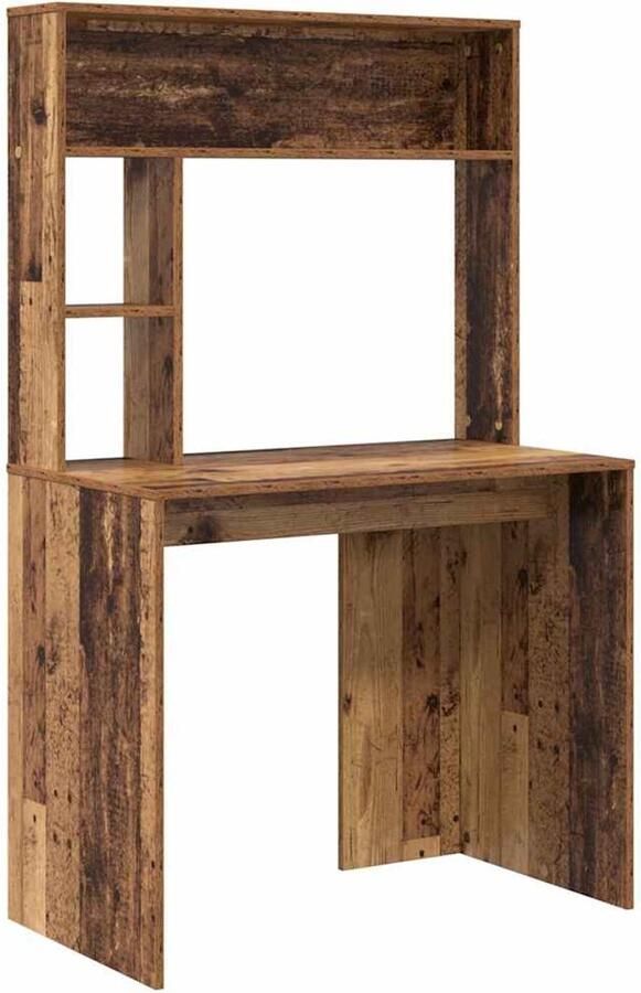 VidaXL Bureau met plank Oud hout 91 x 50 x 149 cm Bewerkt hout