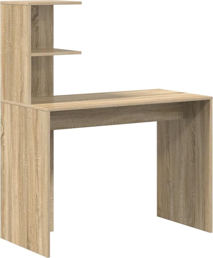 VidaXL Bureau met plank Sonoma eiken 102 x 50 x 124 cm Bewerkt hout