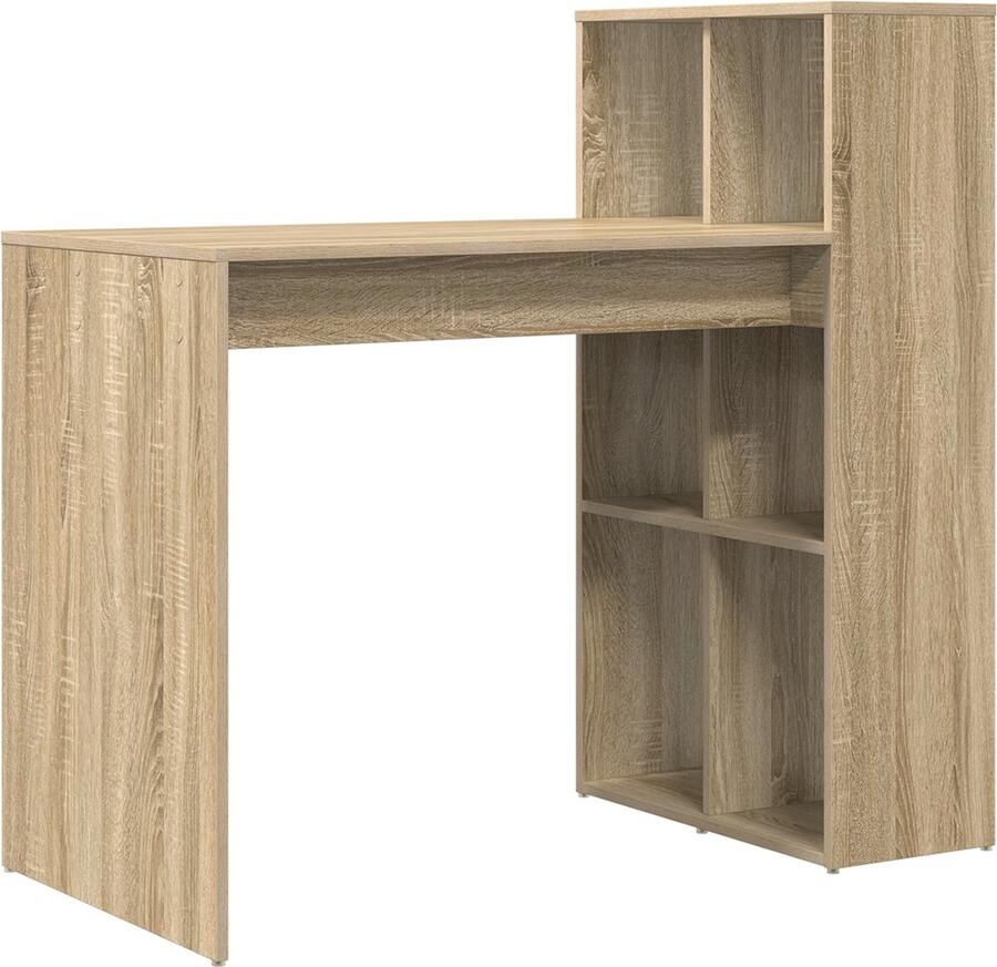 VidaXL Bureau met plank Sonoma eiken 108 x 55 x 103.5 cm Bewerkt hout