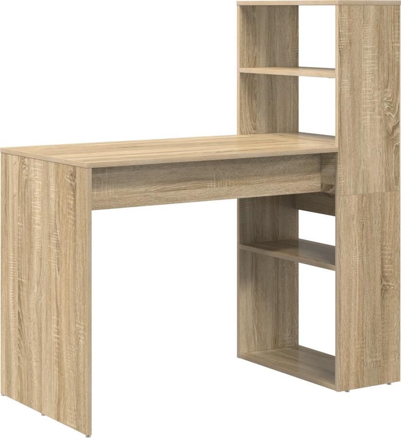 VidaXL Bureau met Opbergvakken Sonoma Eiken 113x54x120 cm Geëngineerd Hout