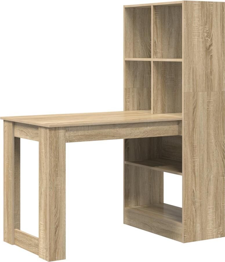 VidaXL Bureau met plank Sonoma eiken 122 x 67 x 145 cm Bewerkt hout