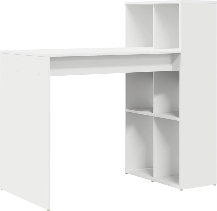 VidaXL Bureau met plank Wit 108 x 55 x 103.5 cm Bewerkt hout